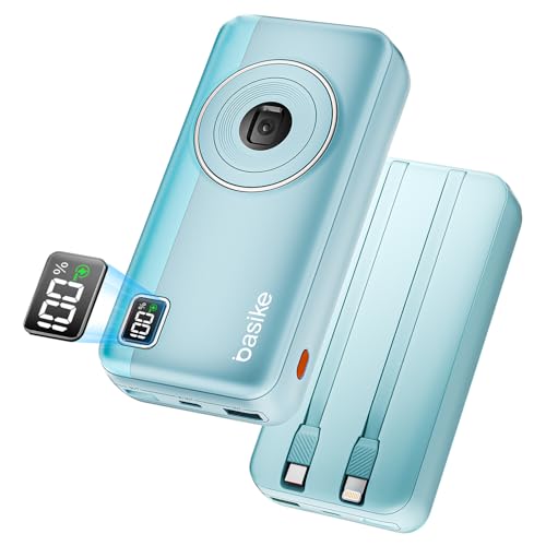 Power Bank 20000mAh, Basike Carregador Portátil 2 Saídas USB-A(até 22.5W) + Tipo-C(até 22.5W) com Cabo, Carregamento Rápido, Led Indicador de Bateria Proteção Inteligente (Azul)