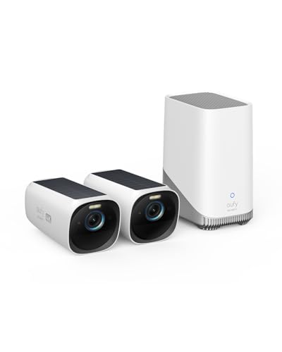 eufy Câmera S330 (eufyCam 3) 2-Cam Kit por anker, Câmera De Segurança Wi-Fi Externa Sem Fio, 4K, Painel Solar, Forever Power, Reconhecimento Facial IA, Armazenamento Local Até 16TB, Sem Taxa Mensal