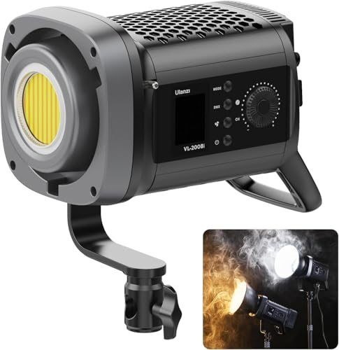 ULANZI VL-200Bi 200W luz de estúdio bicolor, luz de preenchimento COB, iluminação de saída contínua com controle de APP, 2700K-6500K, 6 cenas, montagem Bowens